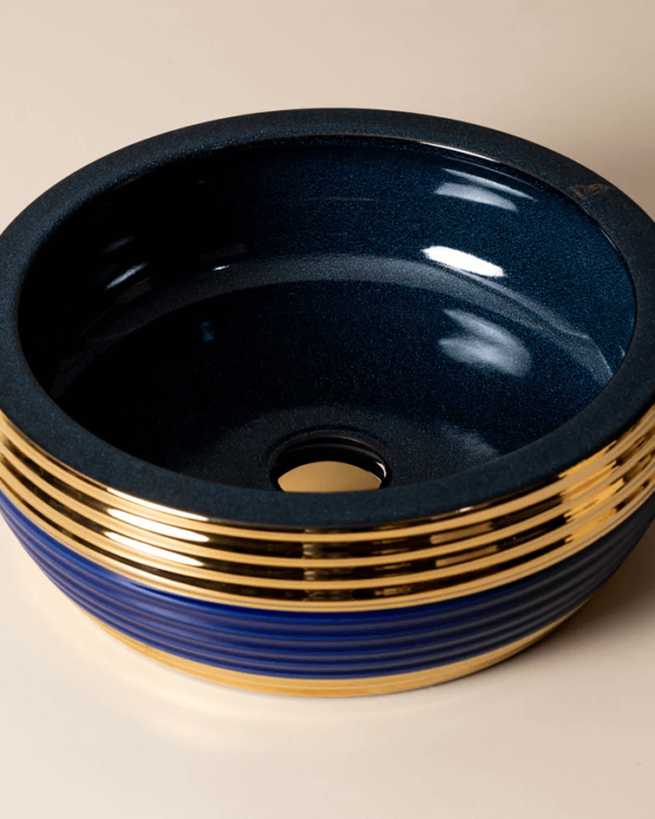 Blue Gold Porcelain Countertop Basin 3 - Blue & Gold Porcelain Countertop Basin