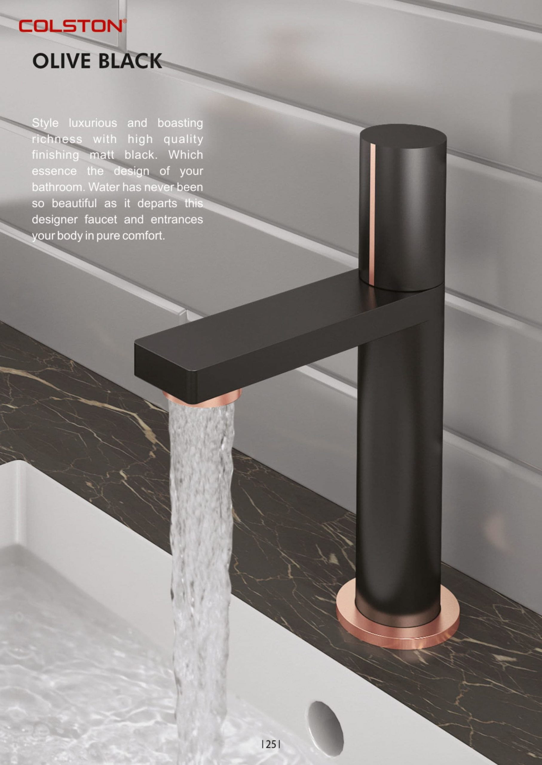 Olive Black scaled - Colston - Olive Black - Wall Mounted Concealed Basin Mixer with Spout