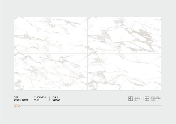 Abiding Glossy Collection Volakas White 1 scaled - Endless Tiles in 800x1600 MM - Volakas White