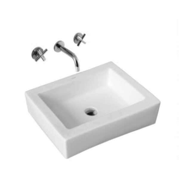 PowerClip Rectangle 3 - Cuboid - White/Ivory Countertop Washbasin
