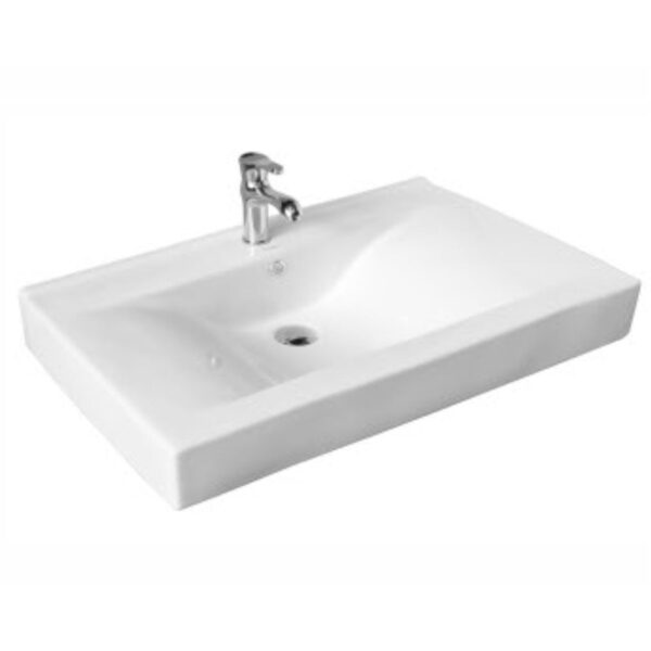 PowerClip Rectangle 5 - Modern - White/Ivory Countertop Washbasin