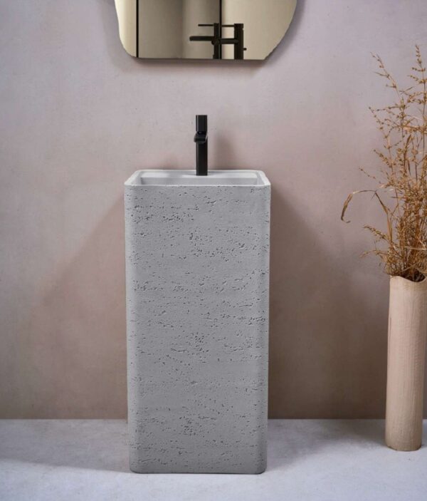 Arifical Stone freestanding page 0018 - MUNIQ- Artificial Stone Freestanding Washbasin - Light Grey