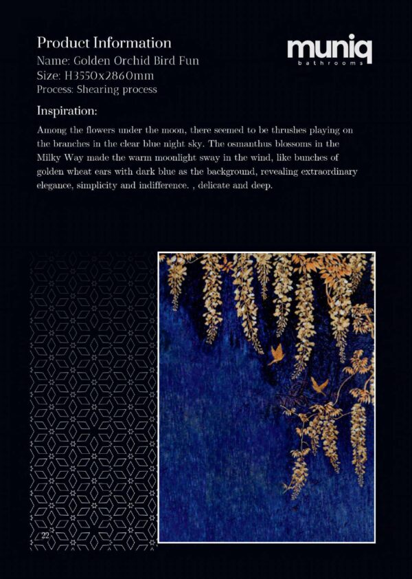 Muniq Mosaic min compressed 1 page 0024 scaled - MUNIQ - Mosaics - Golden Orchid Bird Fun