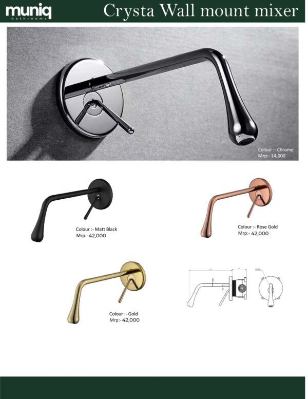 Muniq Faucets . page 0010 - MUNIQ - Faucets - Crysta Wall Mount Mixer