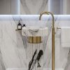 5e5c78a7 f792 4b94 95fe 0a4cadeb863d - Muniq Freestanding Fluted Panda White Marble Basin | Indian Black & White Stone Column Pedestal Sink with Brushed Gold Ring | Designer Luxury Bathroom Washbasin