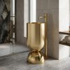 Wine Glass Bronze freestanding stainless steel pedestal basin with fully polished mirror bronze PVD cylinder bowl and matching polished bronze dome base