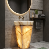 Gemini Generated Image br1mwxbr1mwxbr1m - Muniq Freestanding Illuminated Onyx Basin | Honey White Onyx Backlit Tapered Square Pedestal Sink | Translucent Glowing Luxury Bathroom Washbasin