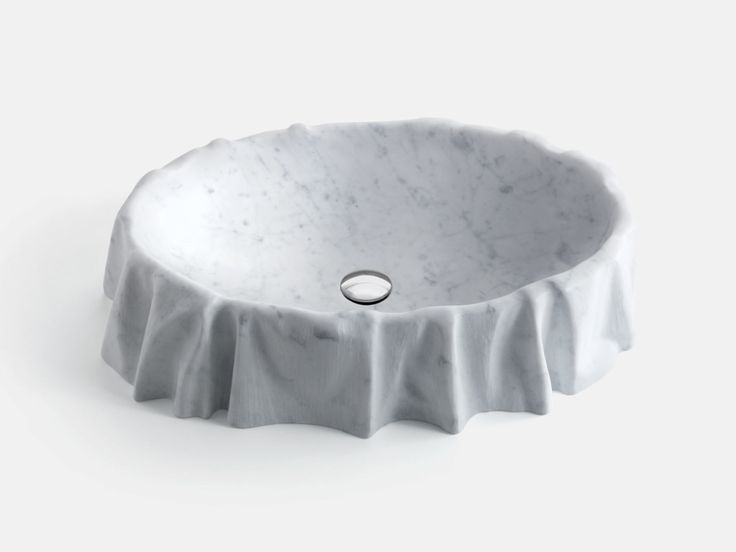 Nami – Kreoo Nami Kreoo - Muniq Draped Marble Countertop Basin | Indian White Stone Hand-Sculpted Fabric-Effect Vessel Sink | Designer Luxury Bathroom Washbasin