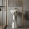 Untitled design 29 - Muniq Freestanding Stripe White Stone Basin | Indian Marble Sculpted Hourglass Pedestal Sink with Natural Black Vertical Veining | Designer Luxury Bathroom Washbasin