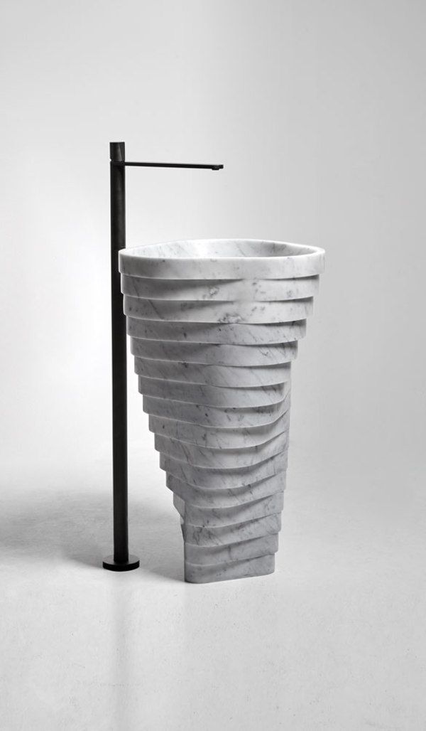 antoniolupi design Made in Italy for bathroom and home antoniolupi design Made in Italy for bathroom and home - Muniq Freestanding Tiered Ring Marble Basin | Indian White Stone Pedestal Washbasin | Sculptural Luxury Bathroom Sink