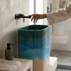 Dune freestanding concrete ombre pedestal basin SNK60 with hand-painted ocean wave gradient in forest green teal ocean blue and sandy beige tones