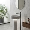 d600dd6d e548 4960 964b a15cb7d35252 - Muniq Freestanding Raw Edge Marble Basin | Indian White Stone Pedestal Sink with Chiselled Bowl & Integrated LED | Designer Luxury Bathroom Washbasin