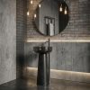 Muniq Black Marble Effect Resin Freestanding Basin Tapered Cone Pedestal Glossy Bowl Industrial Luxury Bathroom