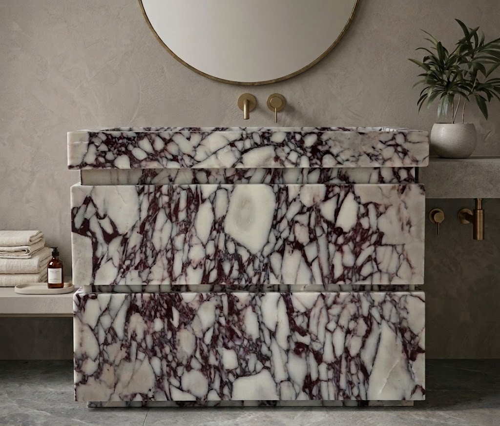 Contemporary Luxury Bathroom Vanity Cabinet 717b6dfd c03e 4f6a 9cc7 f4276e569360 - Luxury Calacatta Viola Marble Vanity Unit | Premium Bathroom Vanity with Natural Stone Finish