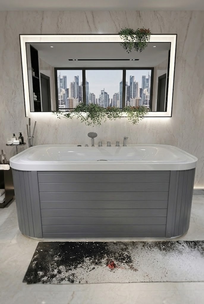 Premium spa bathtub featuring hydro massage jets and contemporary rectangular design b54088e7 3c61 472b bf6a 0d188ee68e69 - Premium Acrylic Whirlpool Jacuzzi Bathtub with Hydro Massage Jets | Luxury Spa Tub for Modern Bathrooms