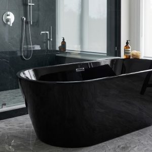 Luxury Black Freestanding Acrylic Bathtub | Modern Designer Soaking Tub for Premium Bathrooms